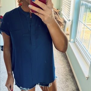 Short sleeve classy blue shirt